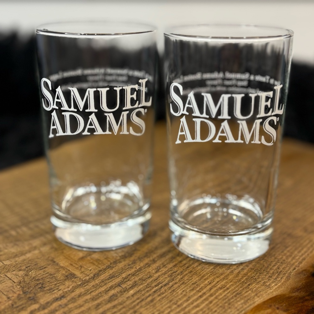 Samuel Adams Beer Glass Set of 2 Clear Logo Pint Glasses Barware Collectible
